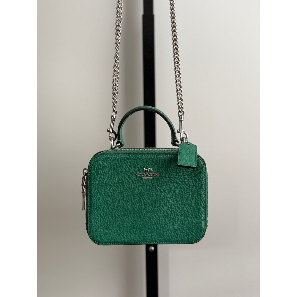 Coach Box Crossbody Bag - One Size - Silver/Green